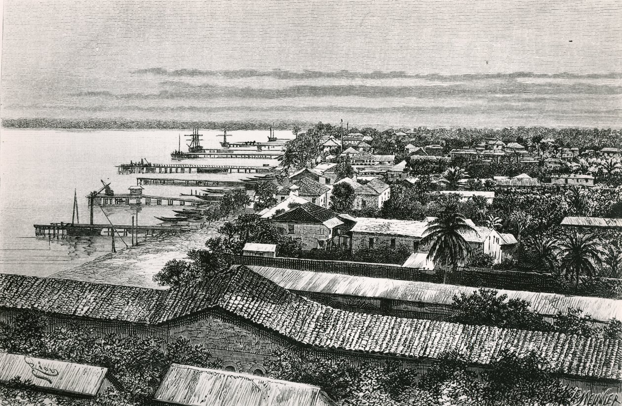 Europæiske Kvarter i Lagos, Nigeria, 1887 sverige av Edouard Riou