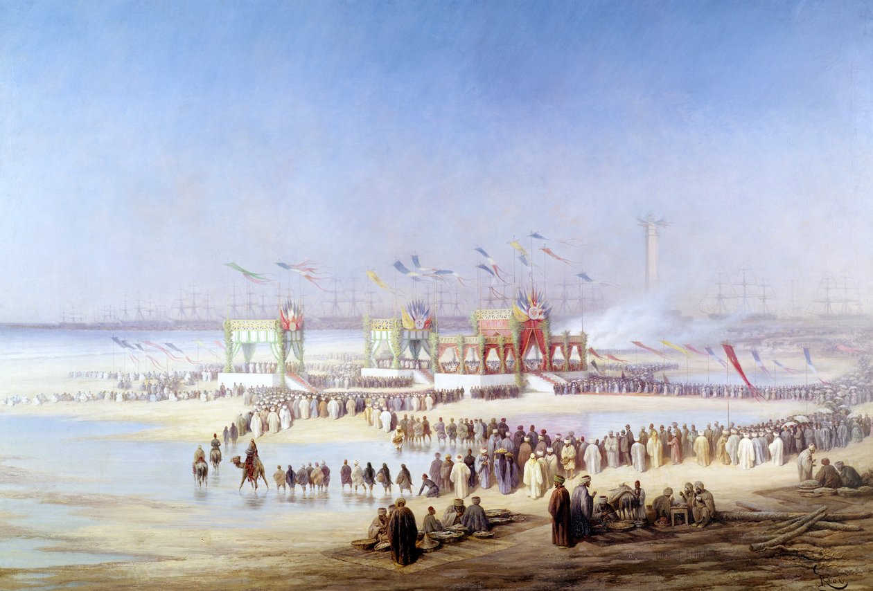 Invigningen av Suezkanalen av kejsarinnan Eugenie (1826-1920) 17 november 1869 av Edouard Riou