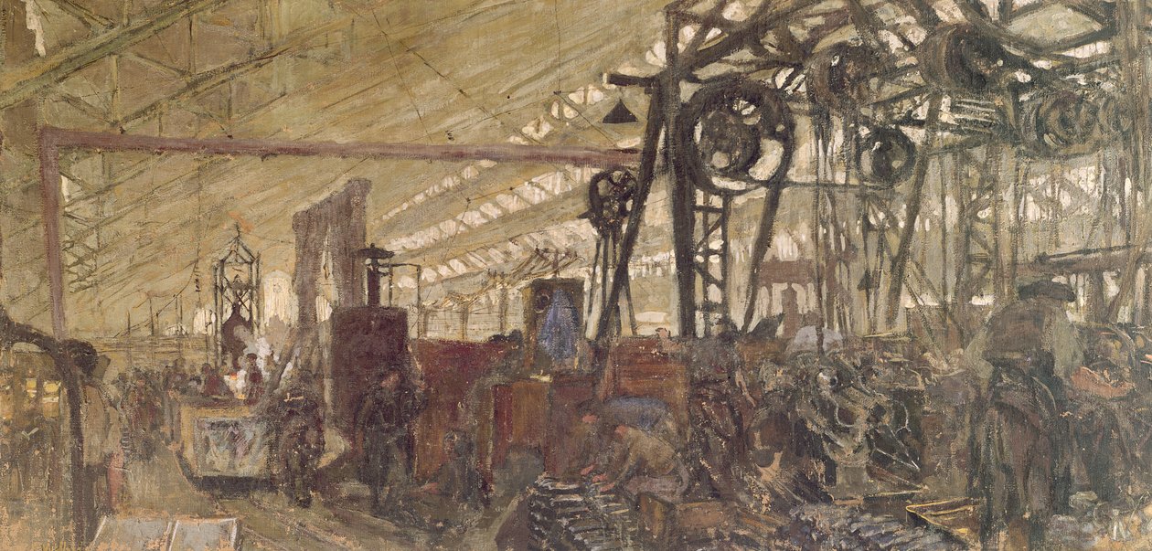 Interiör i en ammunitionsfabrik, 1916-17 (tempera på duk) av Edouard Vuillard