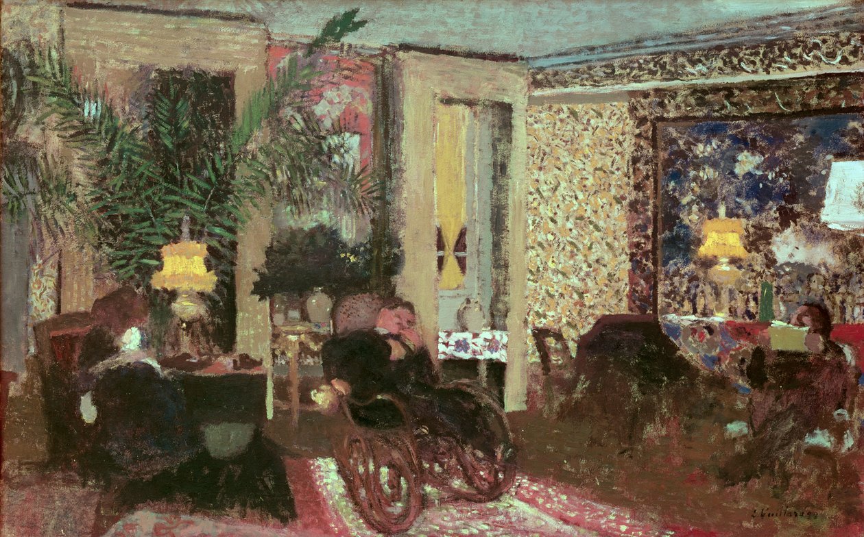 Interiör eller, Salongen med tre lampor, 1899 av Edouard Vuillard