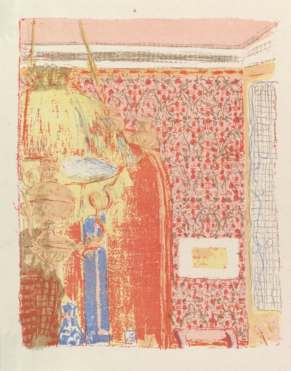 Interiör med rosa tapet II, från serien Landscapes and Interiors, 1899 av Edouard Vuillard