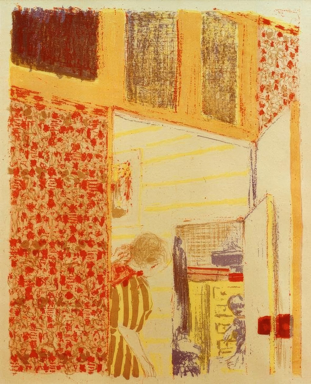 Interiör med rosa hängningar III av Edouard Vuillard