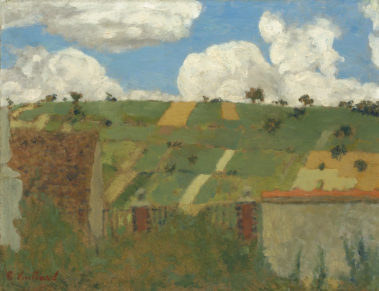 Landskapet i Ile-de-France, ca 1894 (olja på kartong) av Edouard Vuillard
