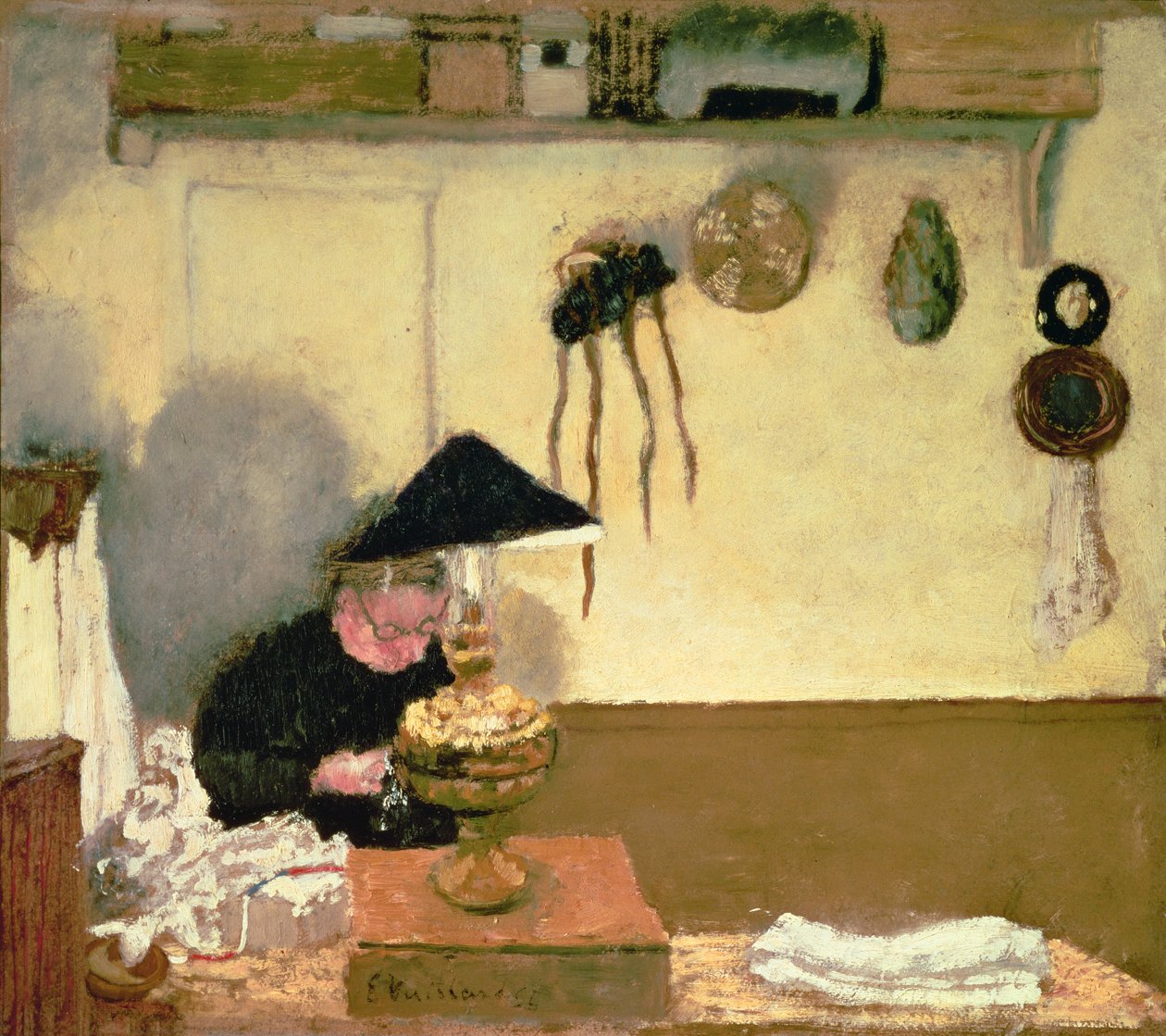 Madame Vuillard sömnad av Edouard Vuillard