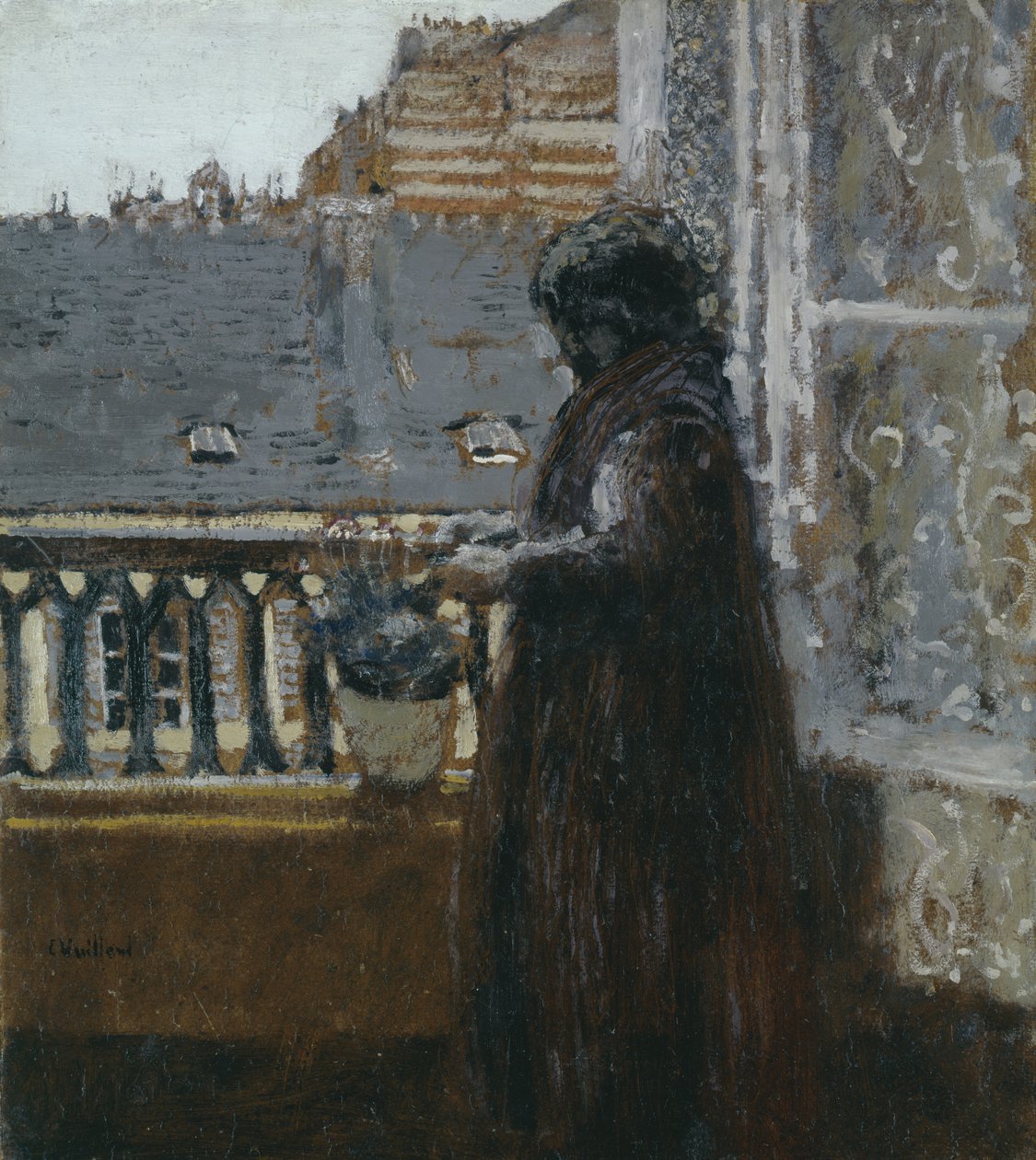 Madame Vuillard på sin balkong, ca 1899 (panel) av Edouard Vuillard