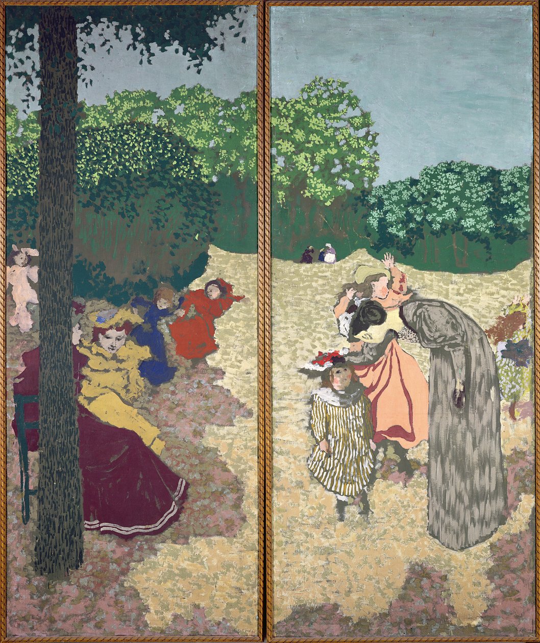 The Public Gardens: Young Girls Playing and the Interrogation, 1894 (valpsjuka på duk) av Edouard Vuillard