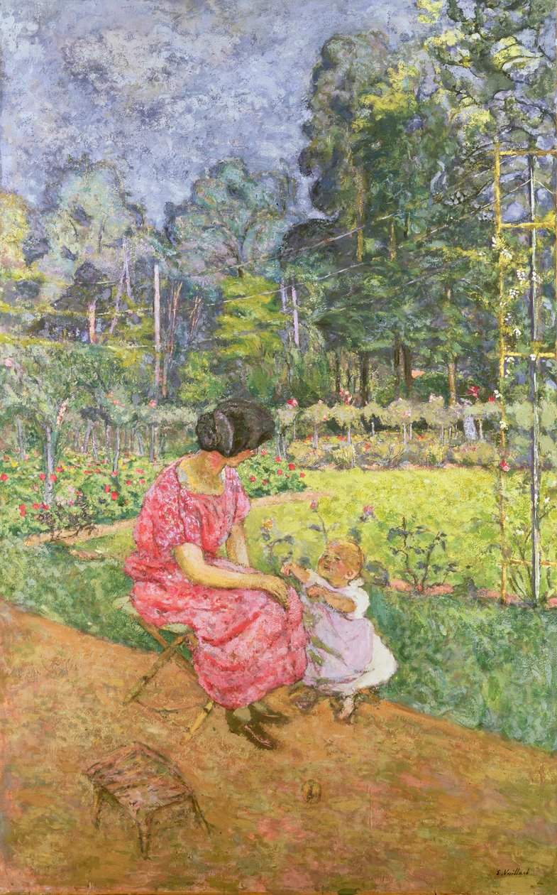 Kvinna och barn i en trädgård 88. Kvinna och barn i trädgården; av Edouard Vuillard