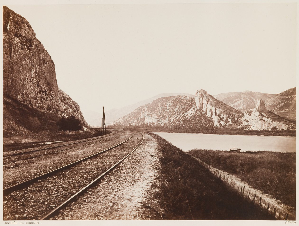 Infarten till bergspasset vid Donzère, ur albumet "The Northern Railway from Paris to Lyon and the Mediterranean", ca 1861 (albumenutskrift) av Edouard Denis Baldus