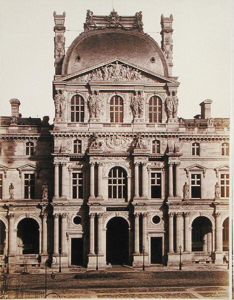 The Pavilion Richelieu of Louvren (s/v foto) av Edouard Denis Baldus