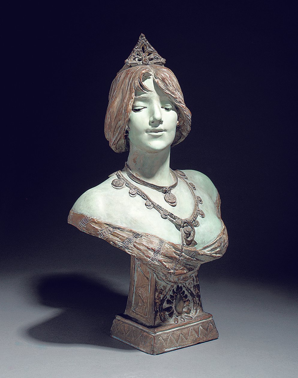 Byst modellerad som Sarah Bernhardt, Exposition Universelle, Paris av Edouard (after) Drouot