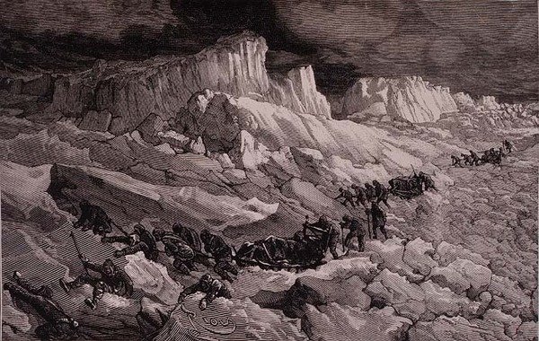 "In the Ice Floes" från "Voyage a la Mer Polaire" av Edouard (after) Riou