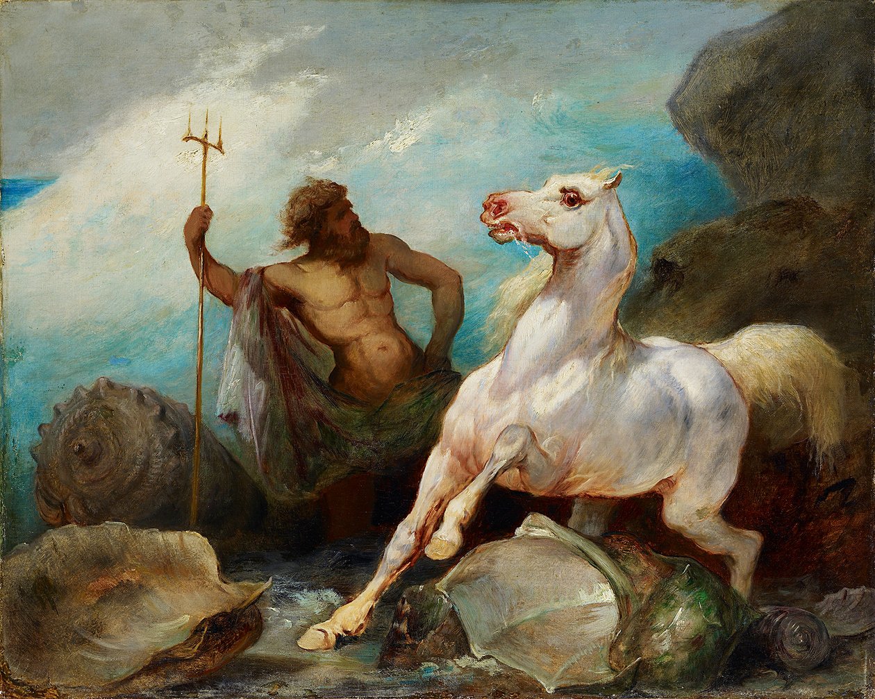 Neptunus skapar hästen, ca 1845 av Édouard Alexandre Odier