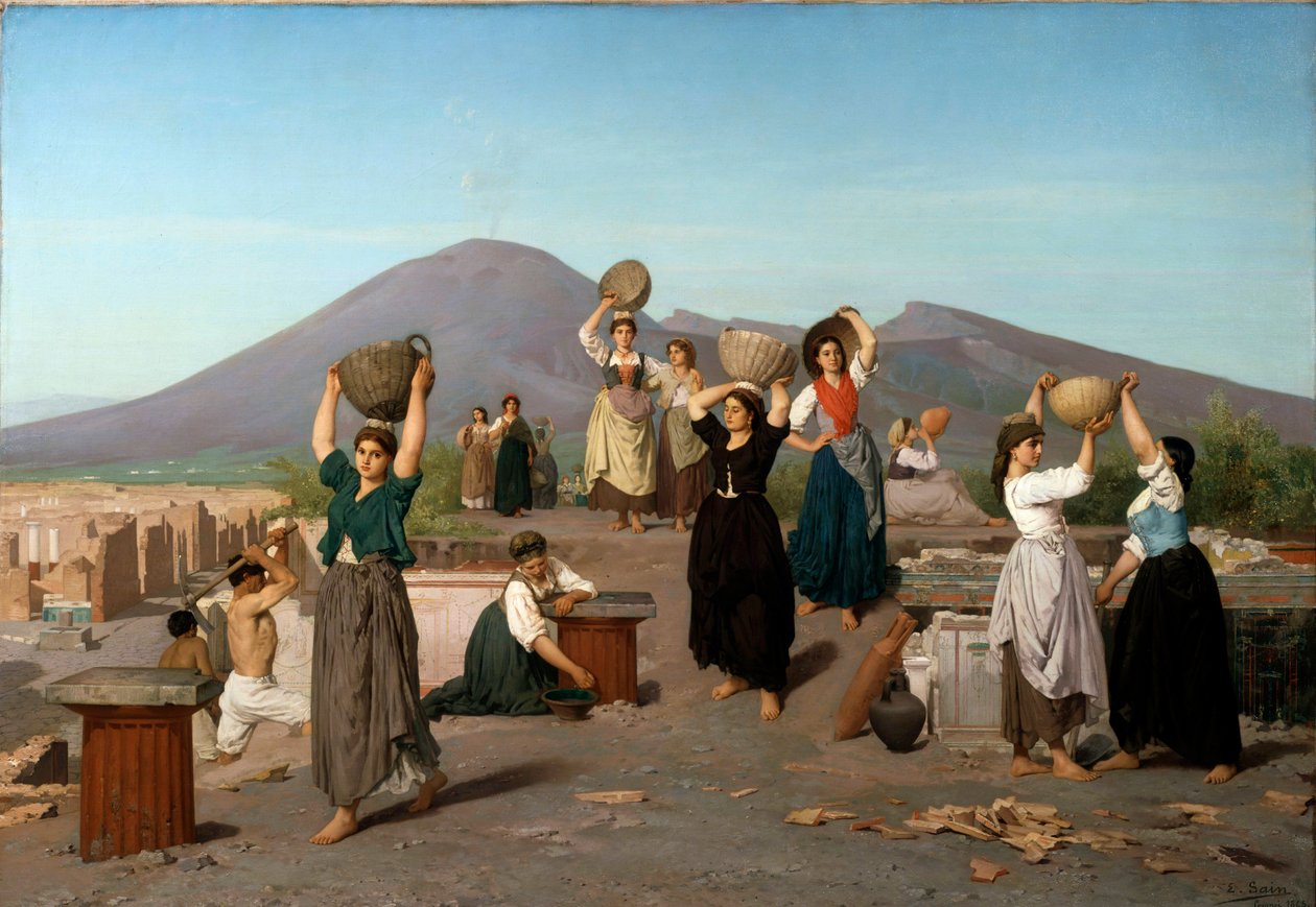 Scen för utgrävningar i Pompeji Målning av Edouard Sain (1830-1910) 1865 Sön. 1,2 x 1,72 m Paris, musee d