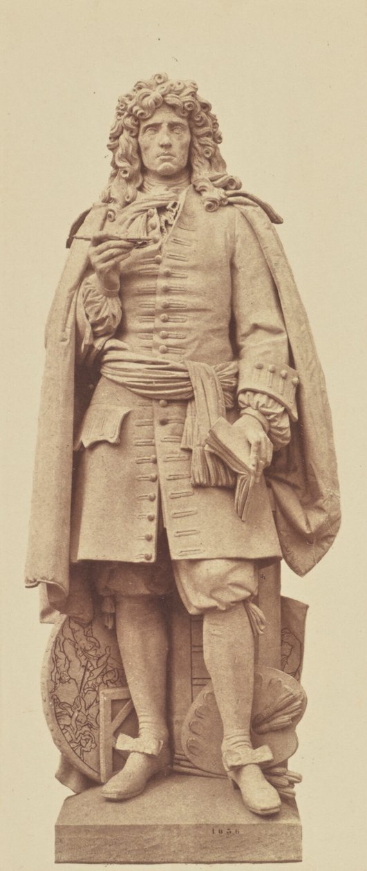 ["Mignard", Staty av Jean Baptiste Joseph de Bay, utsmyckning av Louvren, Paris] av Édouard Baldus