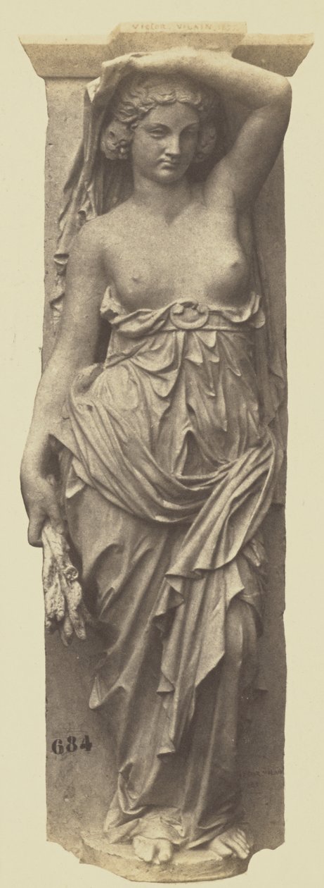 Caryatid av Victor Vilain, Louvrens dekoration, Paris av Edouard Denis Baldus