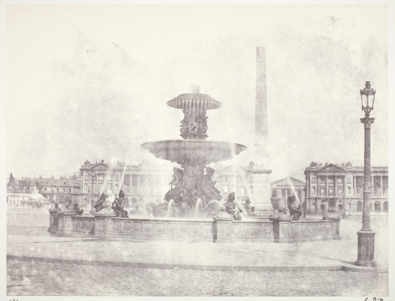 Fontän, Place de la Concorde, Paris av Edouard Denis Baldus