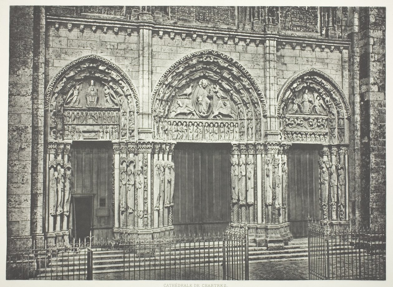 Huvudportal, katedralen i Chartres av Edouard Denis Baldus