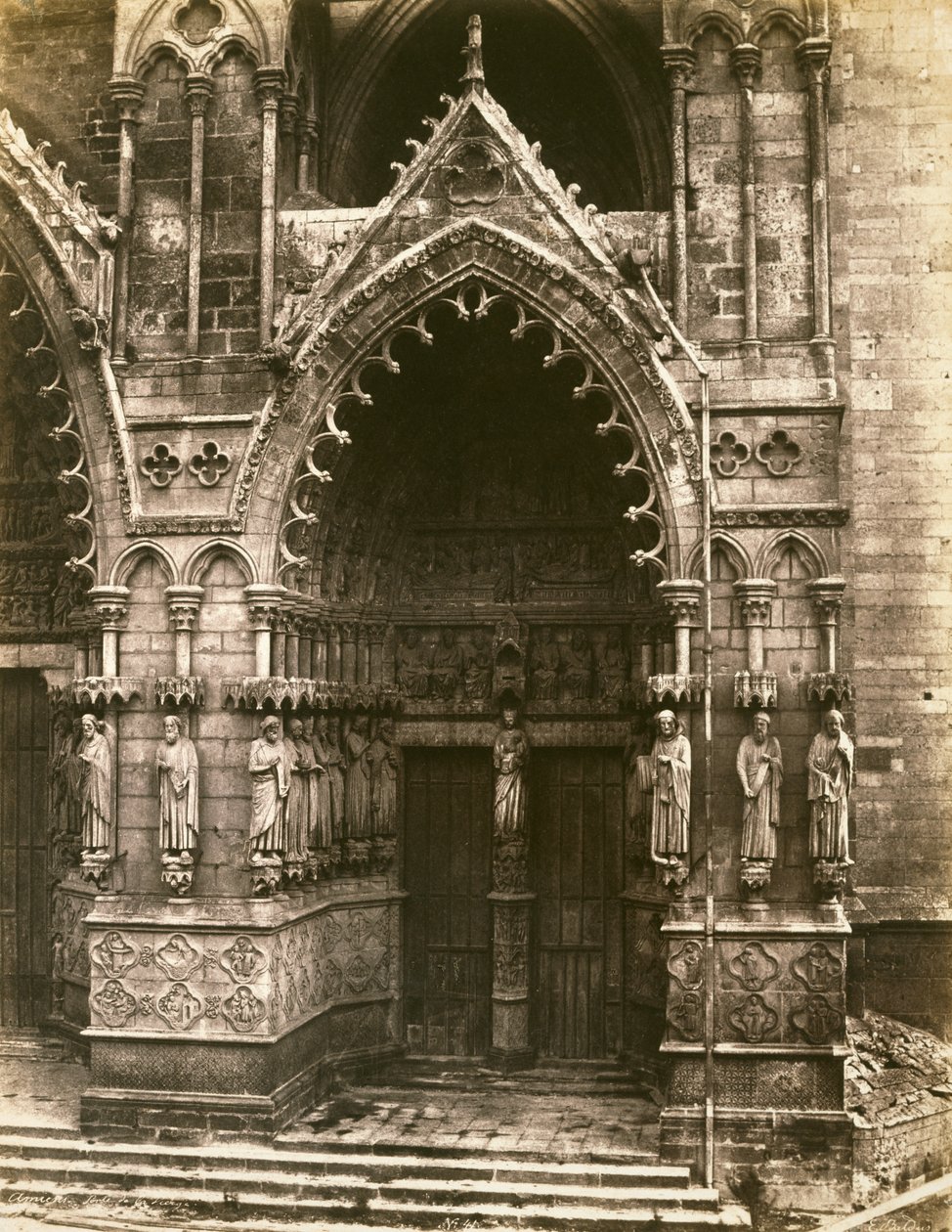 Jungfruns dörr, Amiens katedral, ca 1856 (saltat papperstryck) av Edouard Denis Baldus