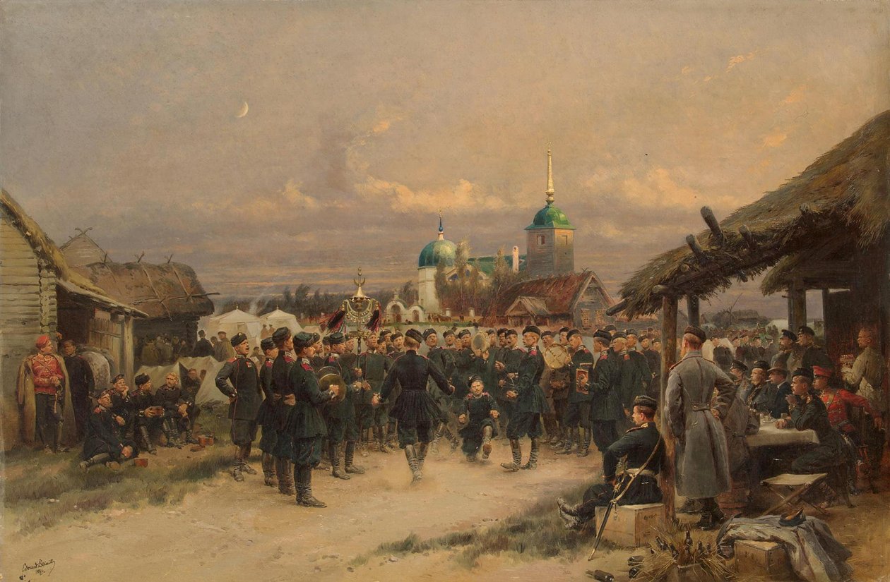 Singers of the Life-Guards 4th The Imperial Familys Rifle Bataljon vid Tsarskoye Selo, 1889 av Jean Baptiste Edouard Detaille