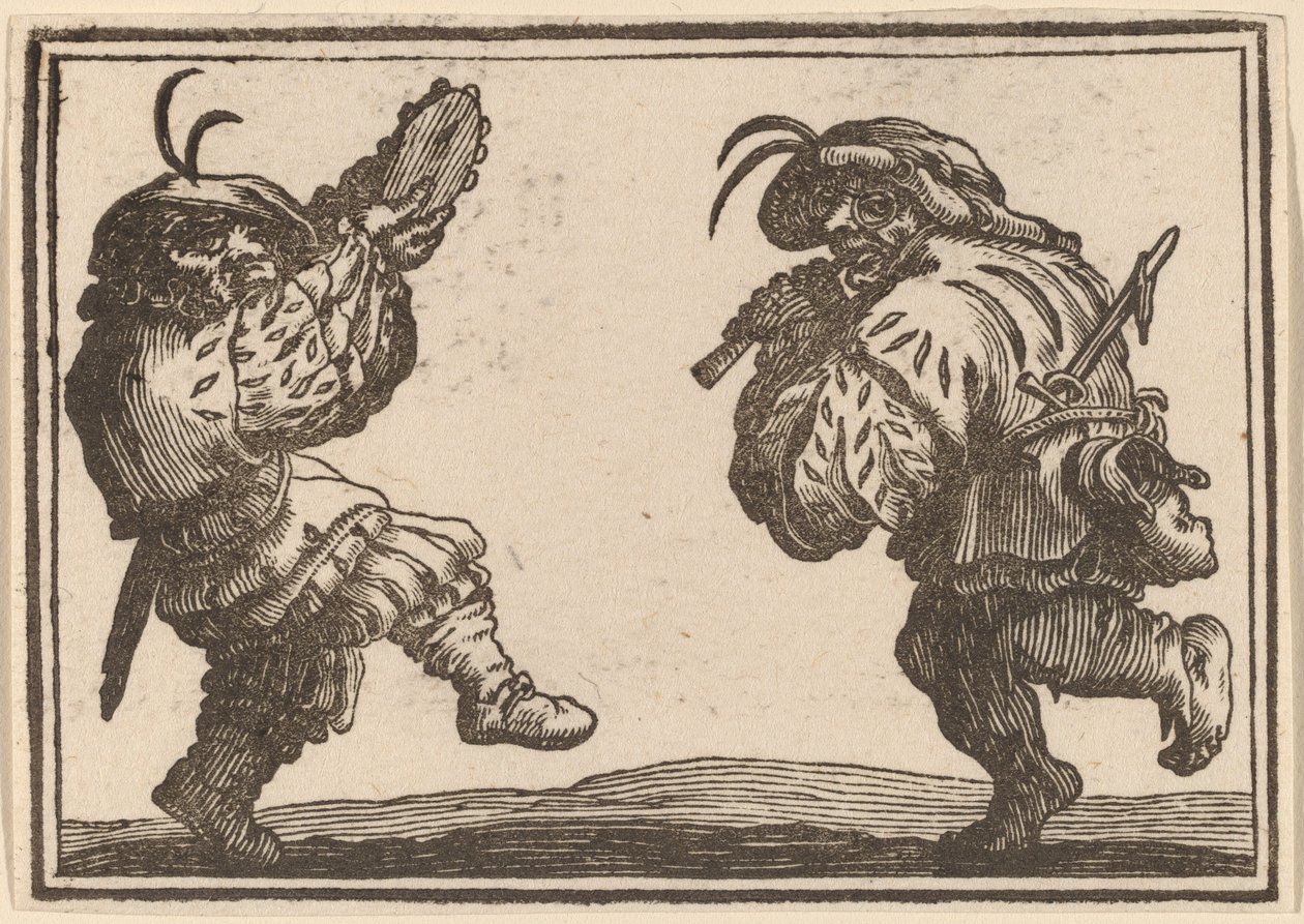 Dansare med flöjt och tamburin av Edouard Eckman after Jacques Callot
