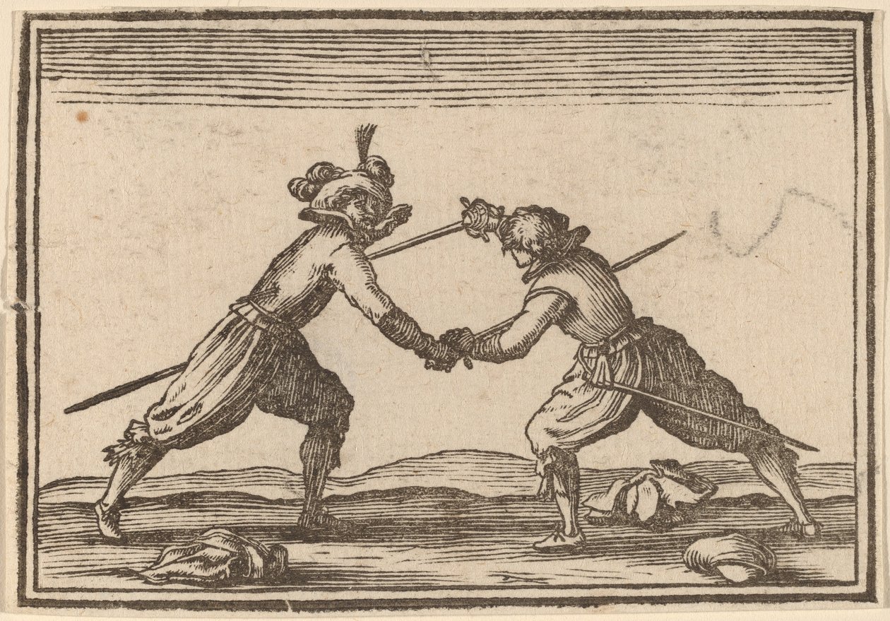 Duell med svärd av Edouard Eckman after Jacques Callot