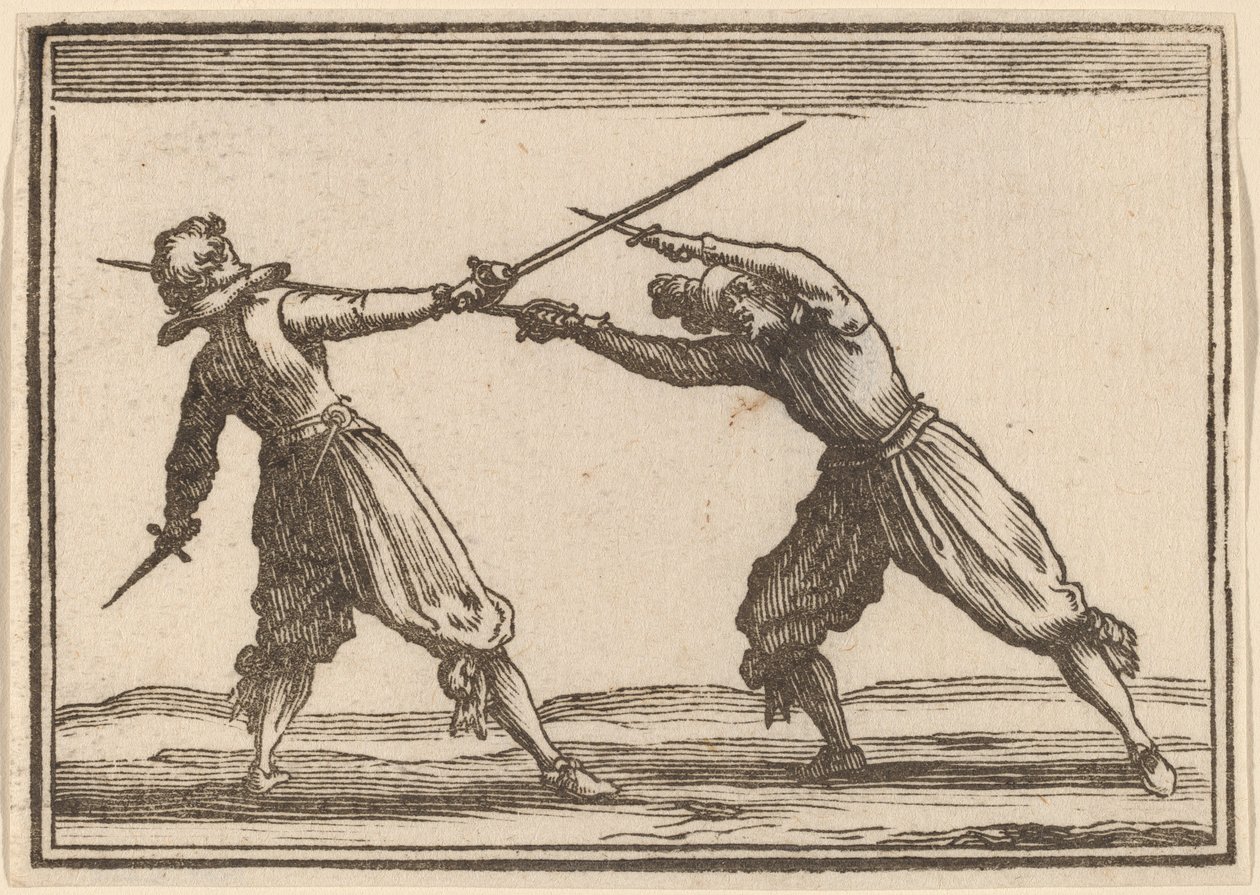 Duell med svärd och dolkar av Edouard Eckman after Jacques Callot