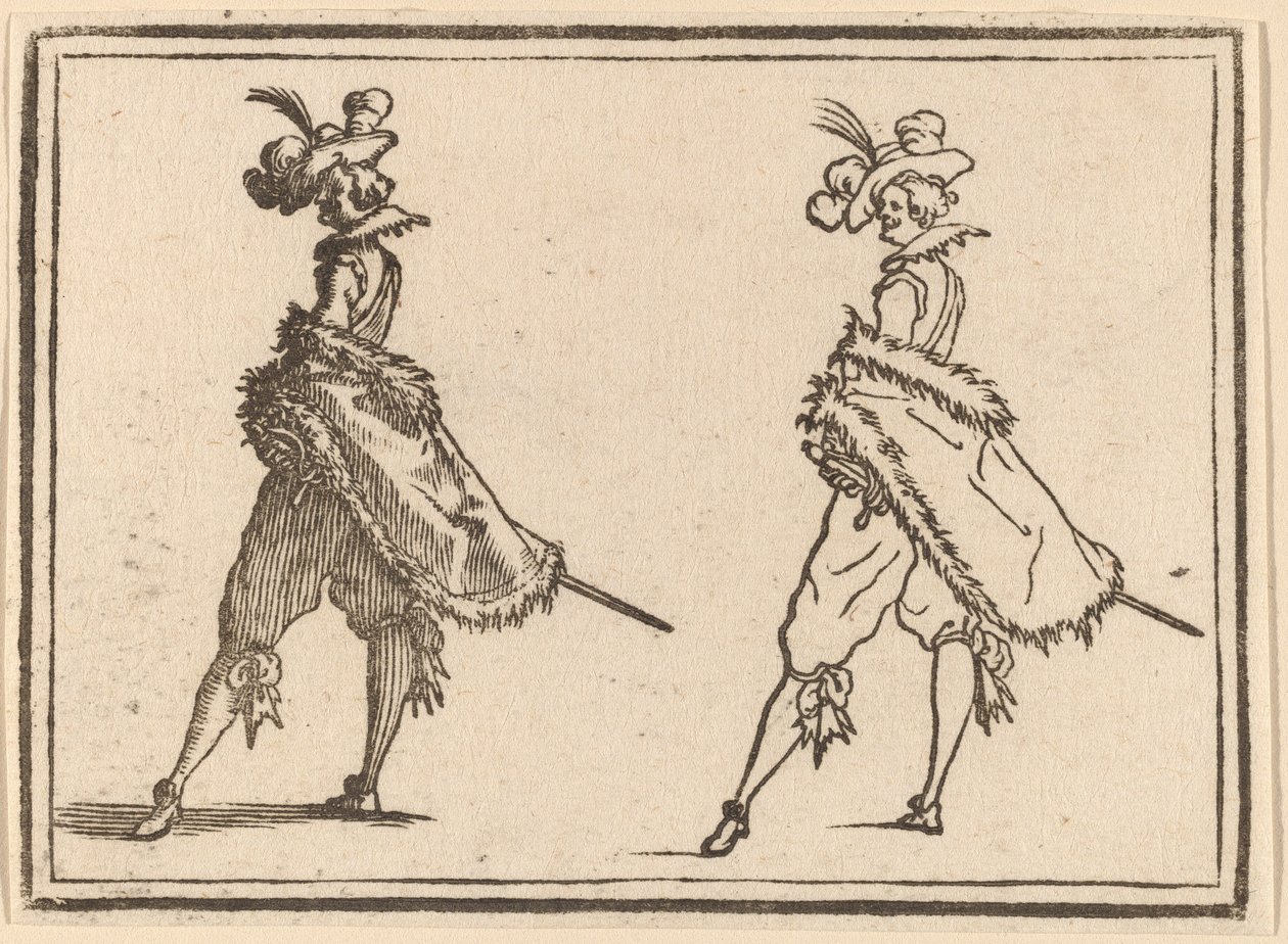 Gentleman sett från sidan av Edouard Eckman after Jacques Callot