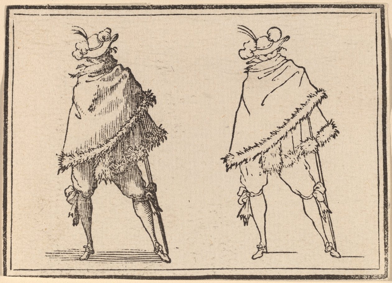 Gentleman insvept i sin mantel av Edouard Eckman after Jacques Callot