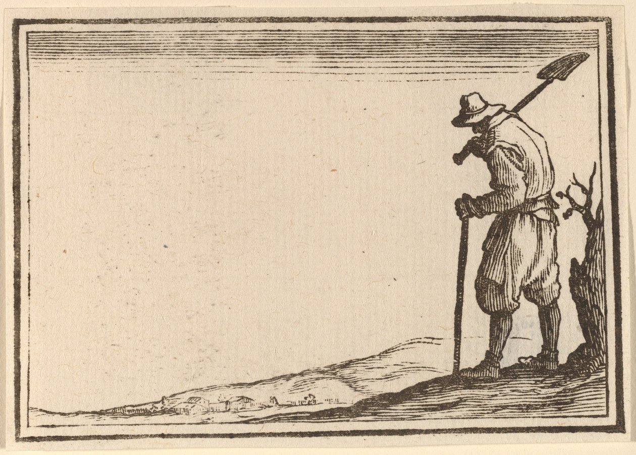 Bonde med spade på axeln av Edouard Eckman after Jacques Callot