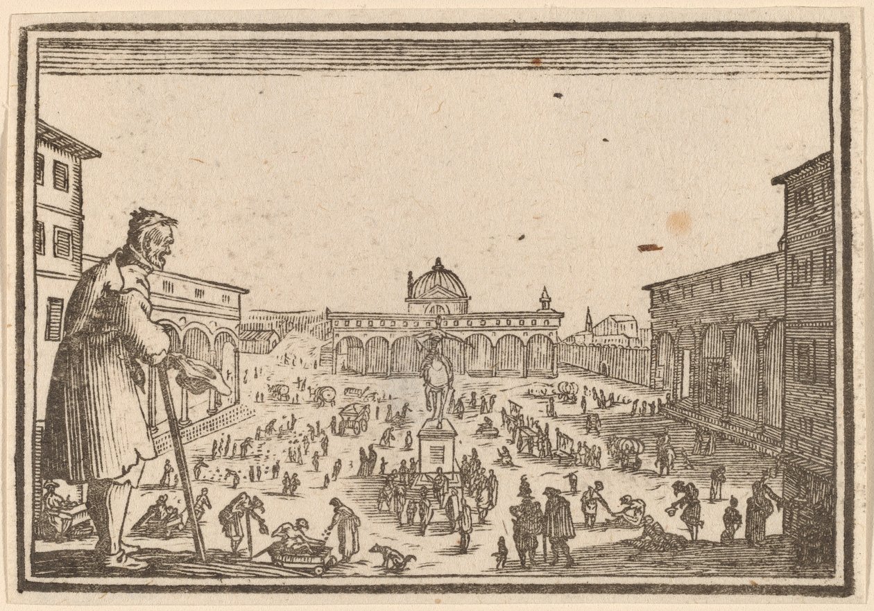 Piazza SS. Tillkännagav, Florence av Edouard Eckman after Jacques Callot