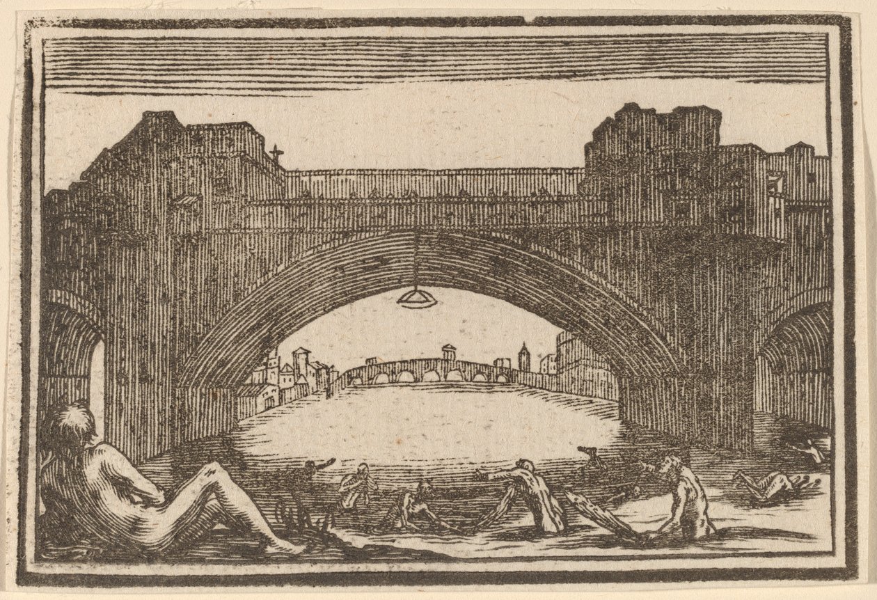 Ponte Vecchio, Florens av Edouard Eckman after Jacques Callot