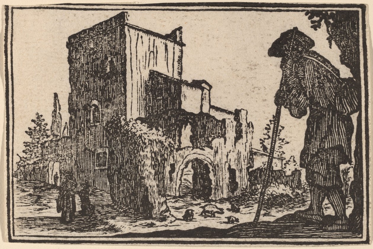 Herde och ruiner av Edouard Eckman after Jacques Callot