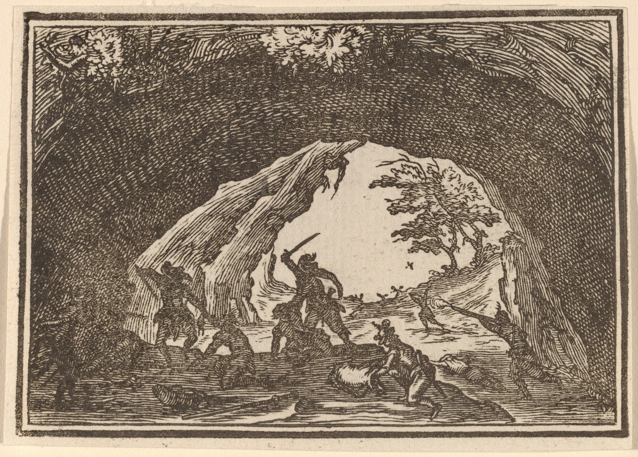 Soldater som attackerar rånare av Edouard Eckman after Jacques Callot