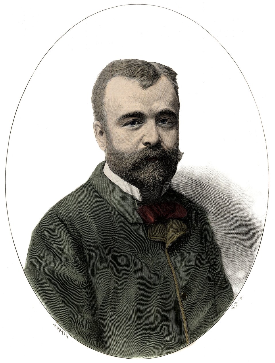 Porträtt av Ernest Lavisse (1842-1922), fransk historiker och akademiker - Gravyr av Navellier i "Le journal illustrious"" från 1892 av Edouard Felicien Eugene Navellier