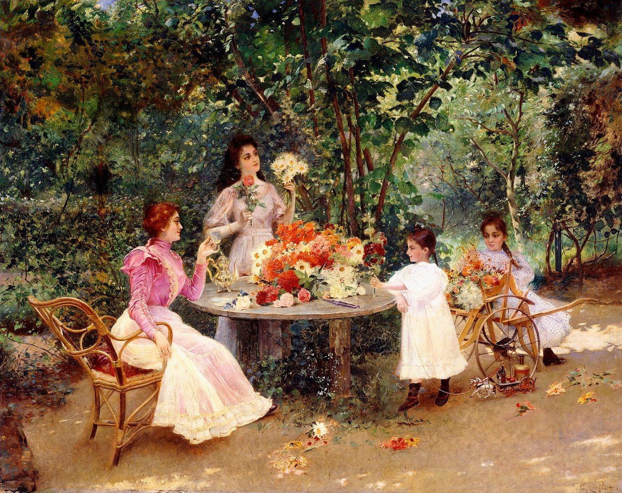 Teatime i trädgården, av Edouard Frederic Wilhelm Richter