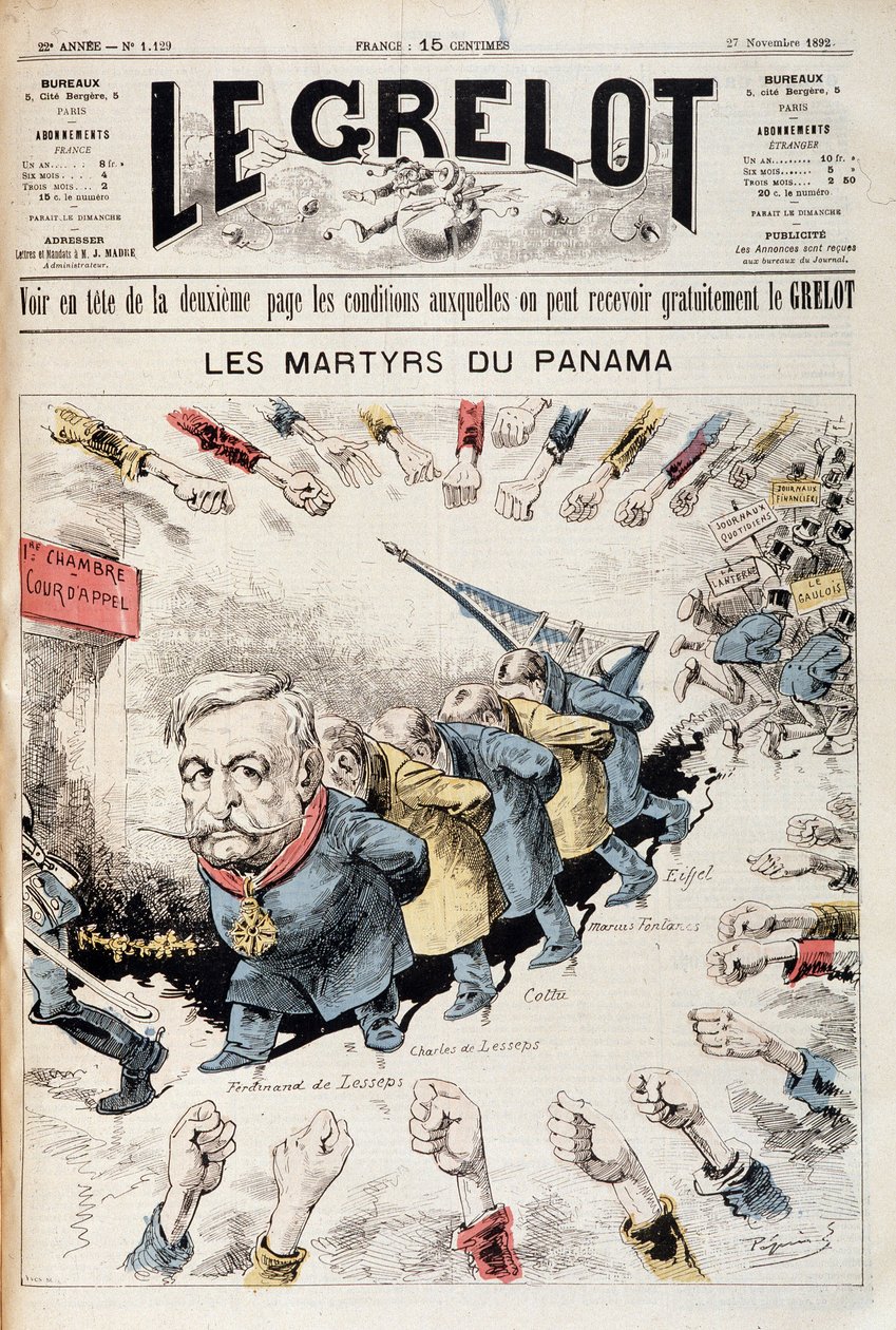 The Martyrs of Panama av Pépin - Couv. ""The Grelot""" av 27 november av Edouard Guillaumin Pepin