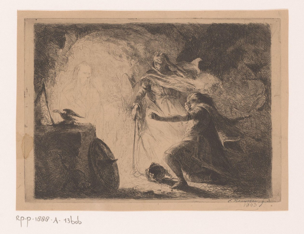 Saul med häxan från Endor av Edouard Hamman (signed by artist)