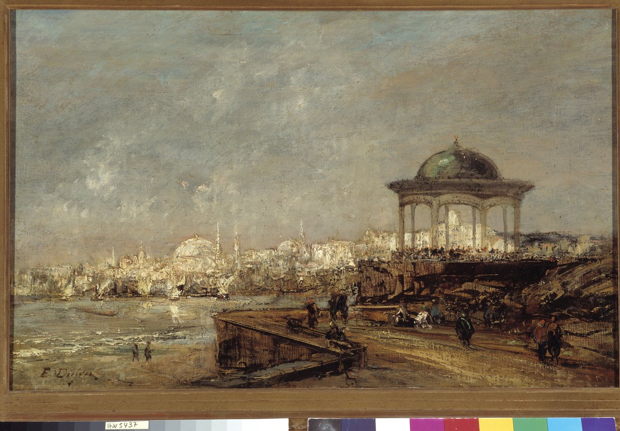 Kiosk i Stamboul i Istanbul (Konstantinopel) i Turkiet Målning av Edouard Jacques Dufeu (1840-1900) Obligatoriskt omnämnande: Collection fondation regards de Provence, Marseille av Edouard Jacques Dufeu
