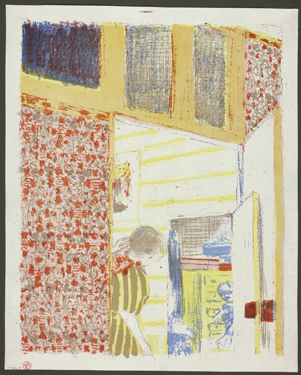 Interiör med rosa tapet III, plansch sju ur Landscapes and Interiors av Édouard Jean Vuillard