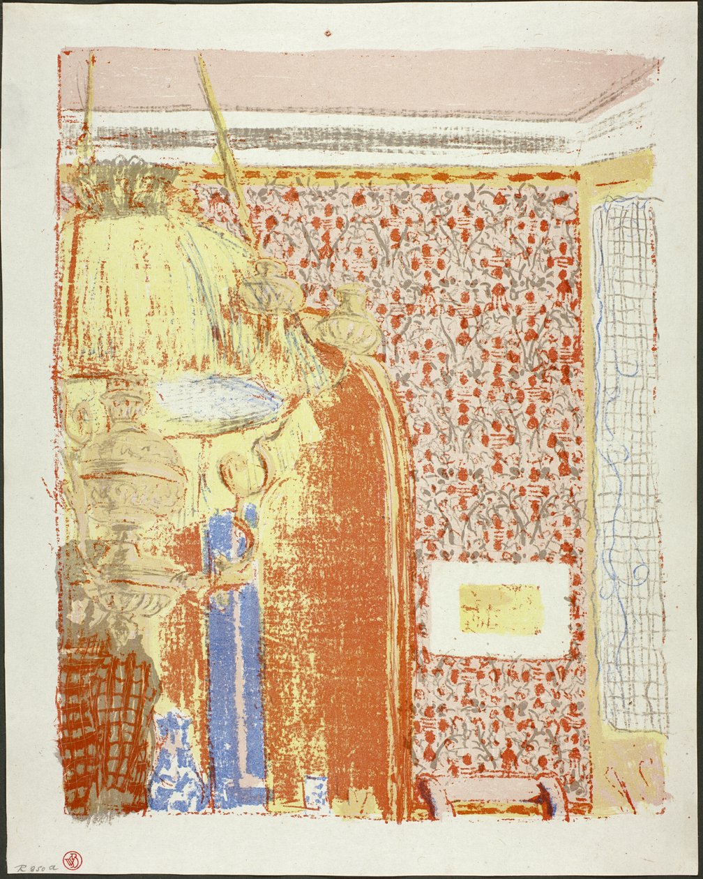 Interiör med rosa tapet II, plansch sex från Landscapes and Interiors av Édouard Jean Vuillard