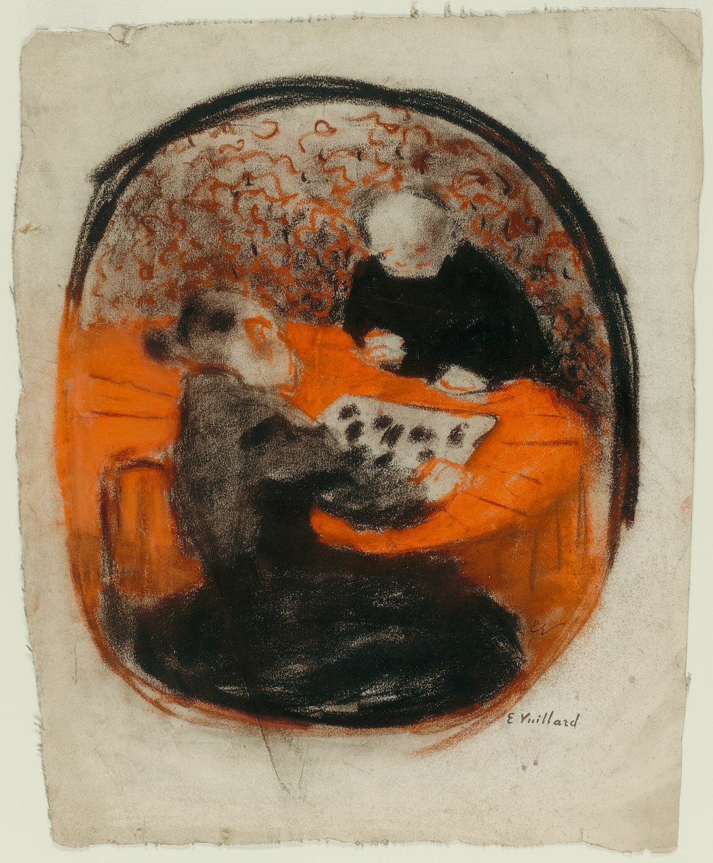 Konstnärens mor spelar dam av Édouard Jean Vuillard