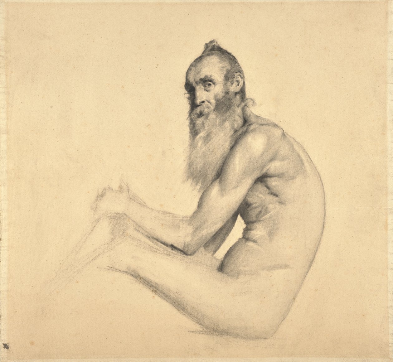 Nakenstudie av en gammal man (Père Bainville) av Edouard Joseph Dantan