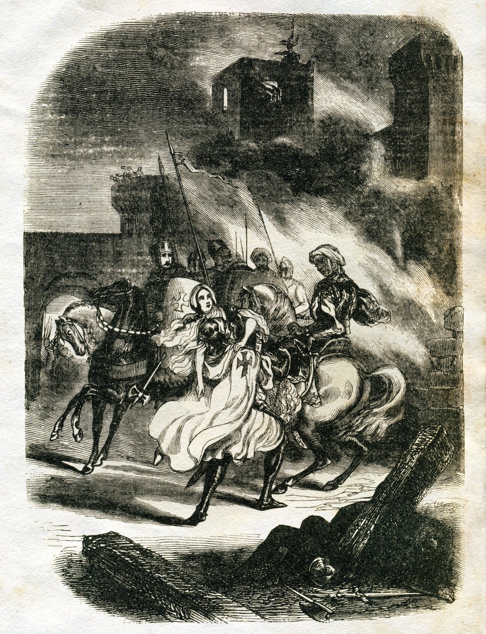 Illustration till Ivanhoe (etsning) av Edouard & Lix Theodore (1830-1897) Frere