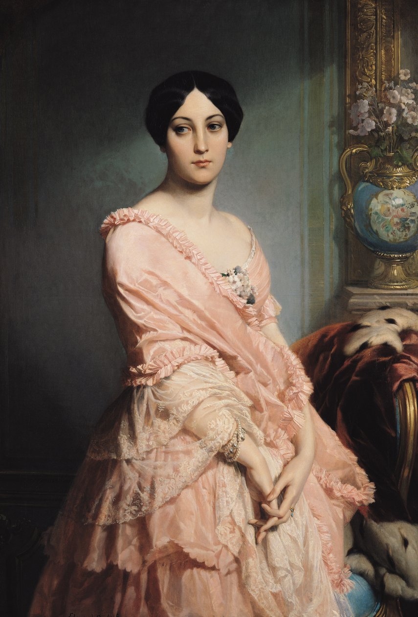 Porträtt av Madame F, 1850-51 av Edouard Louis Dubufe