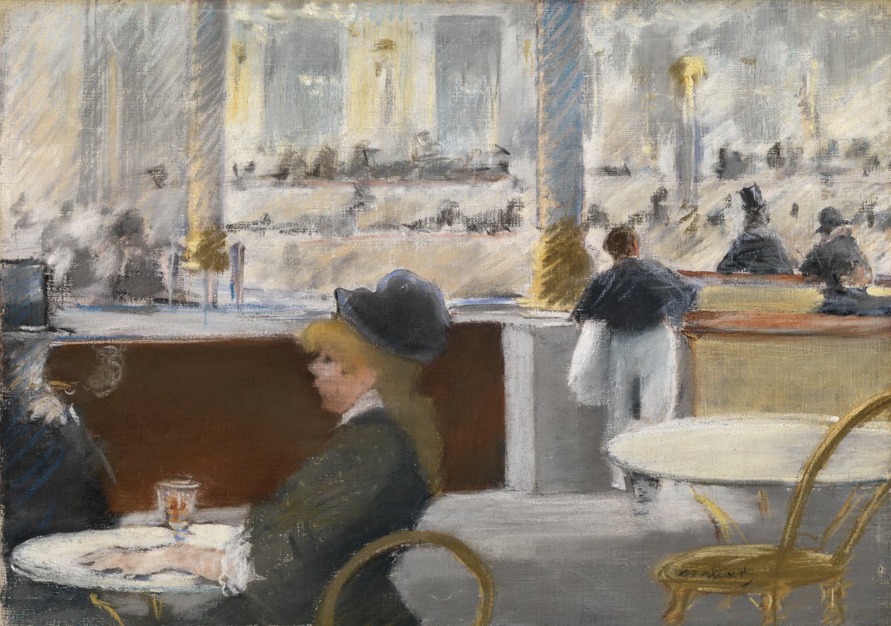 Ett kafé på Place du Theatre-Francais, ca 1877-78 (pastell på duk) av Édouard Manet