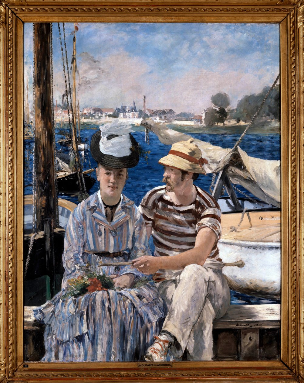Argenteuil Par i roddkläder. Målning av Edouard Manet (1832-1883) 1874 av Édouard Manet
