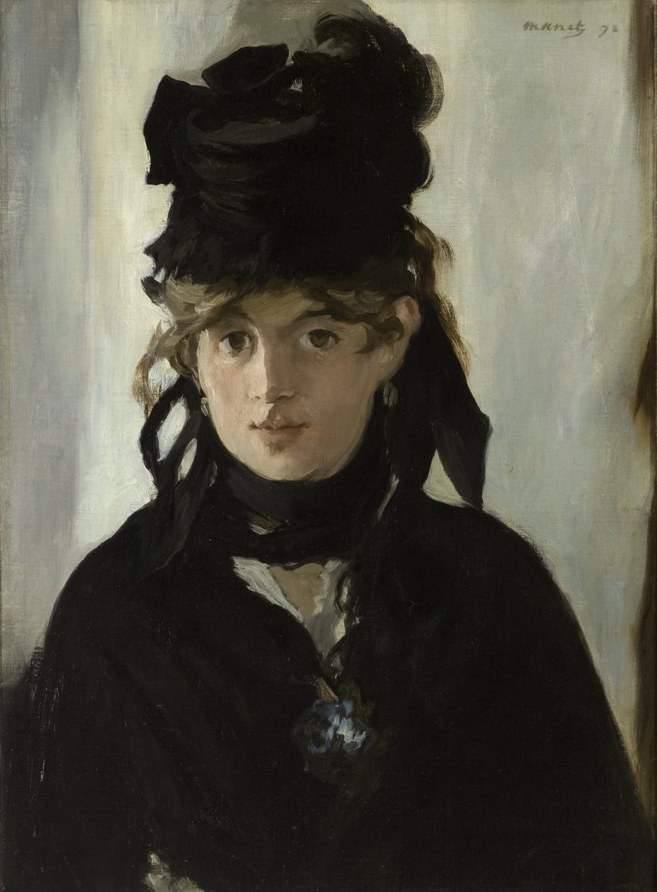 Berthe Morisot med en bukett violer, ca. 1880 av Édouard Manet