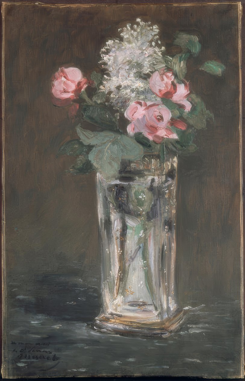 Blommor i en kristallvas av Édouard Manet