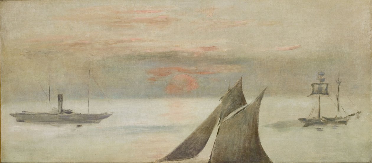 Båtar till sjöss, solnedgång av Édouard Manet