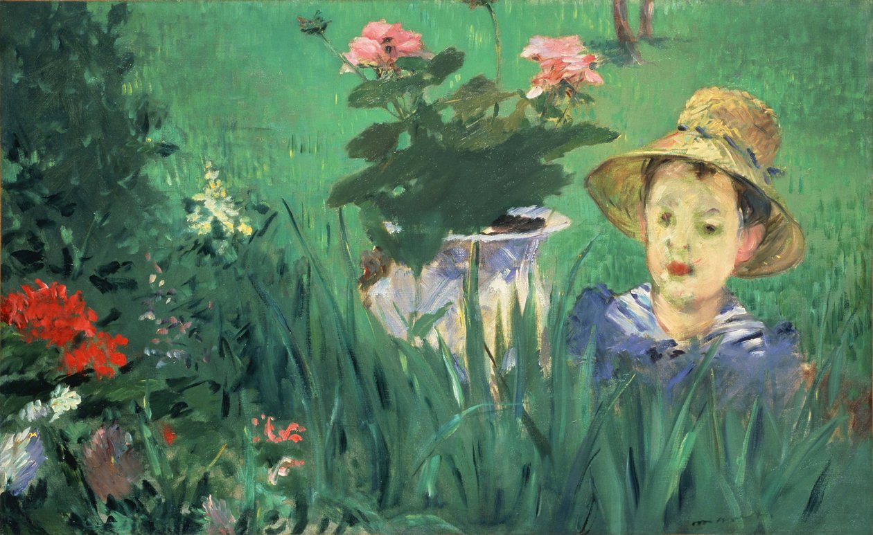 Pojke i blommor Jacques Hoschedé, 1876 av Édouard Manet